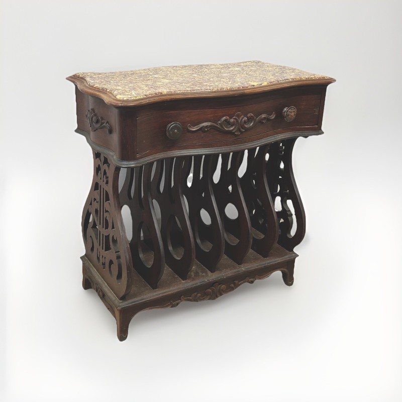 Antique Rosewood Victorian Marble Top music table Canterbury Rack Stand