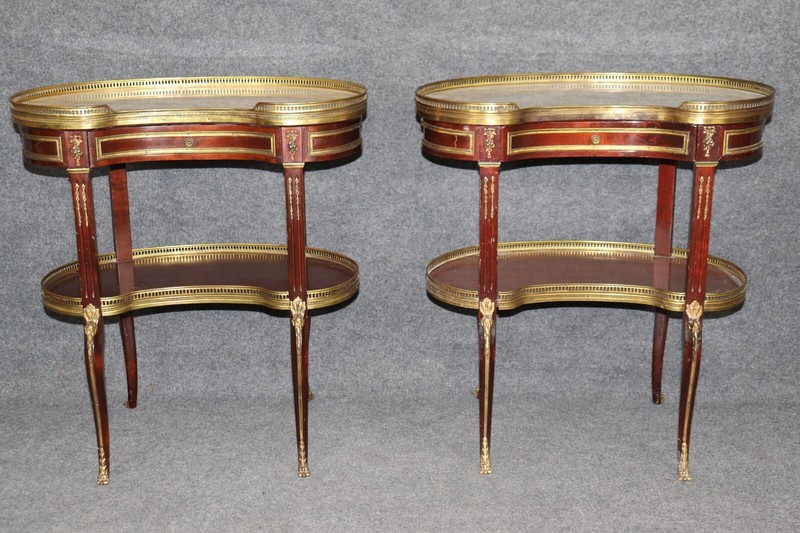 Francoise Linke Attributed Marble Top Louis XV Bronze Mounted End Tables gallery