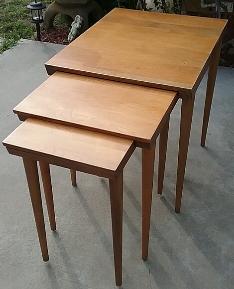 Russell Wright / Leslie Conant Ball 3 Nesting Table Set Mid Century Modernmates