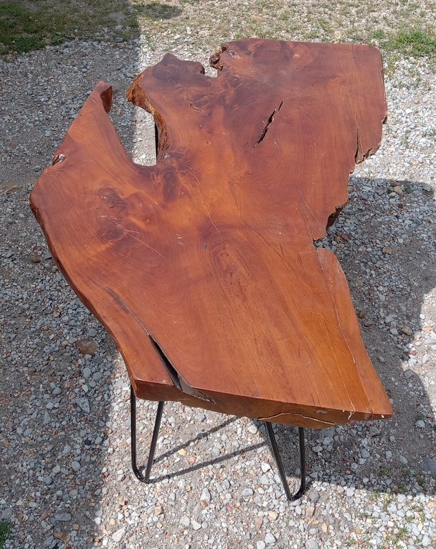 Mid Century Redwood Slab Live Edge Coffee Table (CT-176) gallery