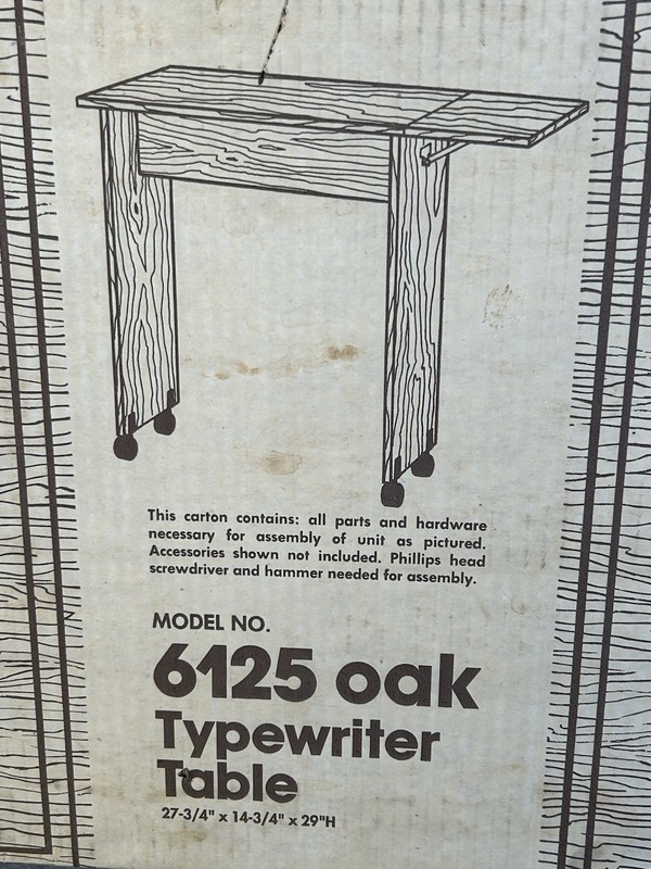 NOS Vintage Spacemates Affordable Furniture Oak Rolling Typerwriter Table SEALED