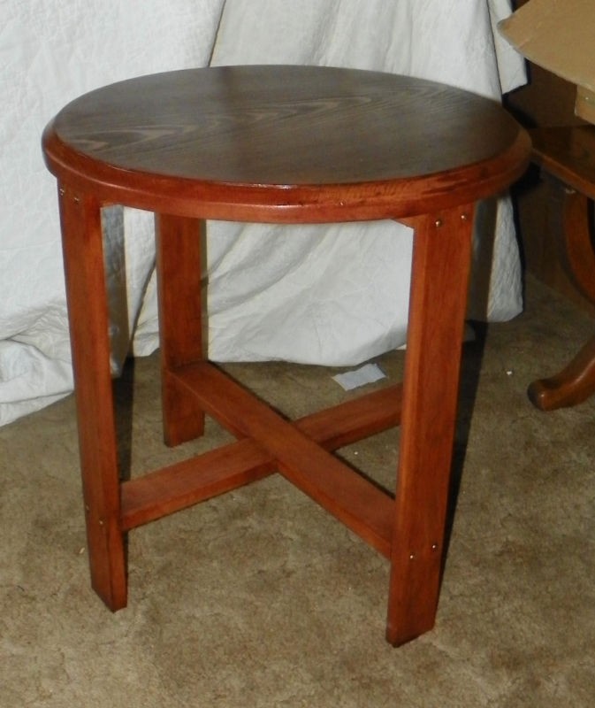 Round One Board Pine Side Table Plant Stand (PS-131)