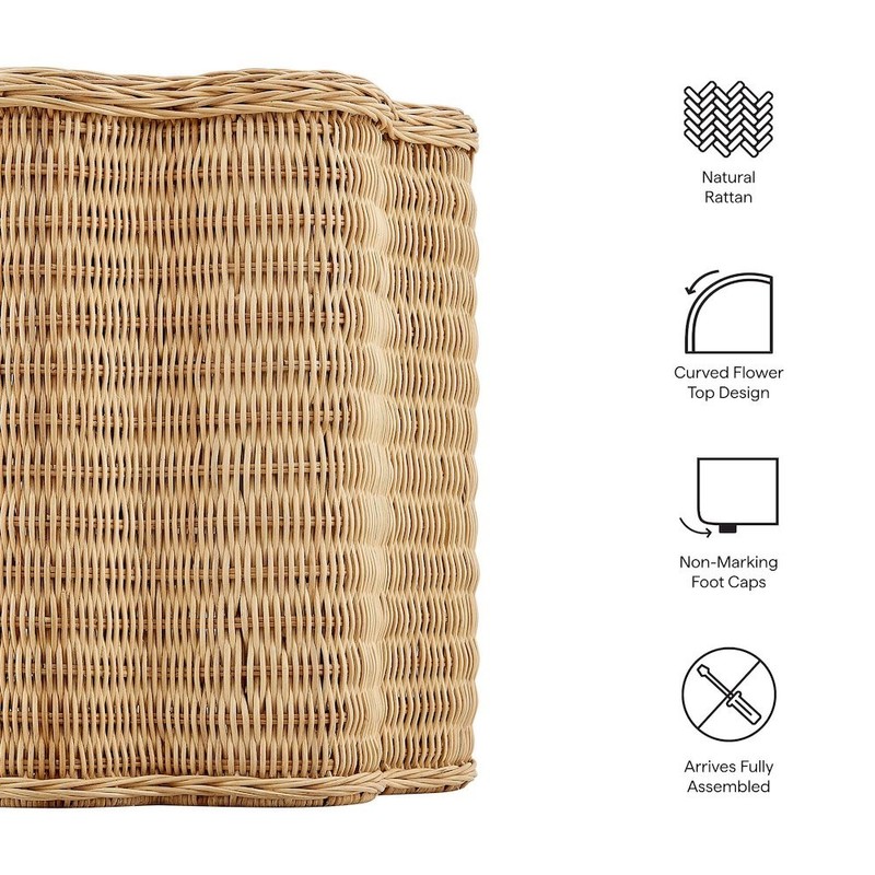 Erika Scalloped Natural Rattan Side Table gallery