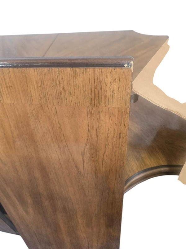 Mid-Century Modern Dining Table with Chevron Veneer Top gallery