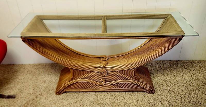 1970s Pencil Reed Console Table Gabriella Crespi Style gallery