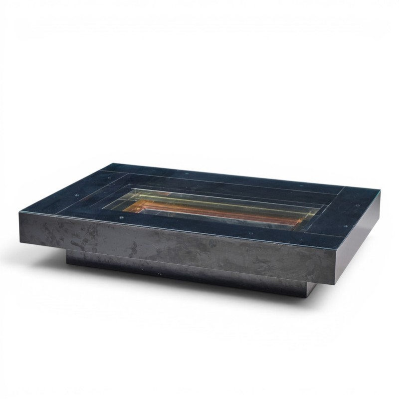 Alain Delon for Maison Jansen Mid Century Brass, Chrome, Lacquered Coffee Table gallery