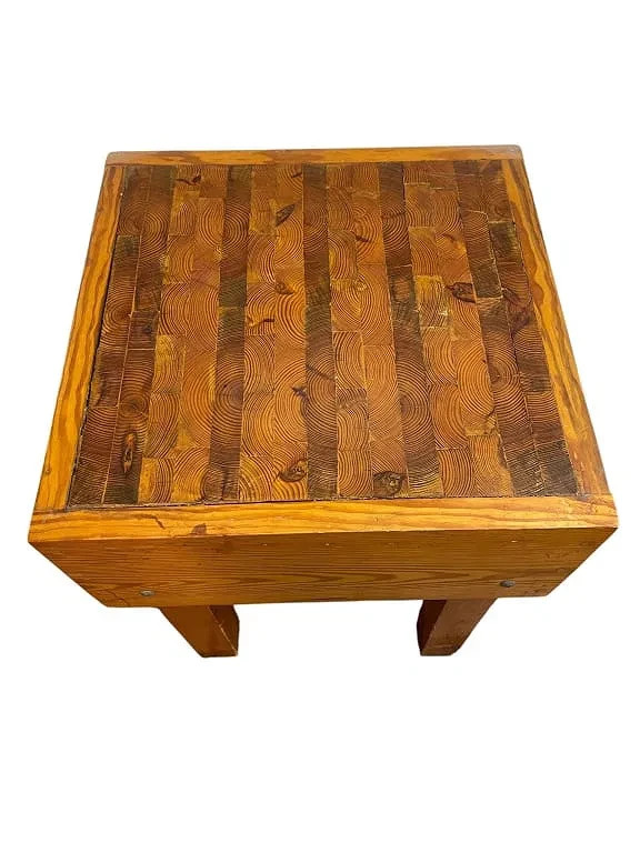 VINTAGE SOLID WOOD BUTCHER BLOCK TABLE 36" gallery
