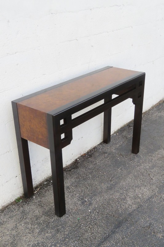 Hollywood Regency Two Tone Small Narrow Console Entry Table 5811