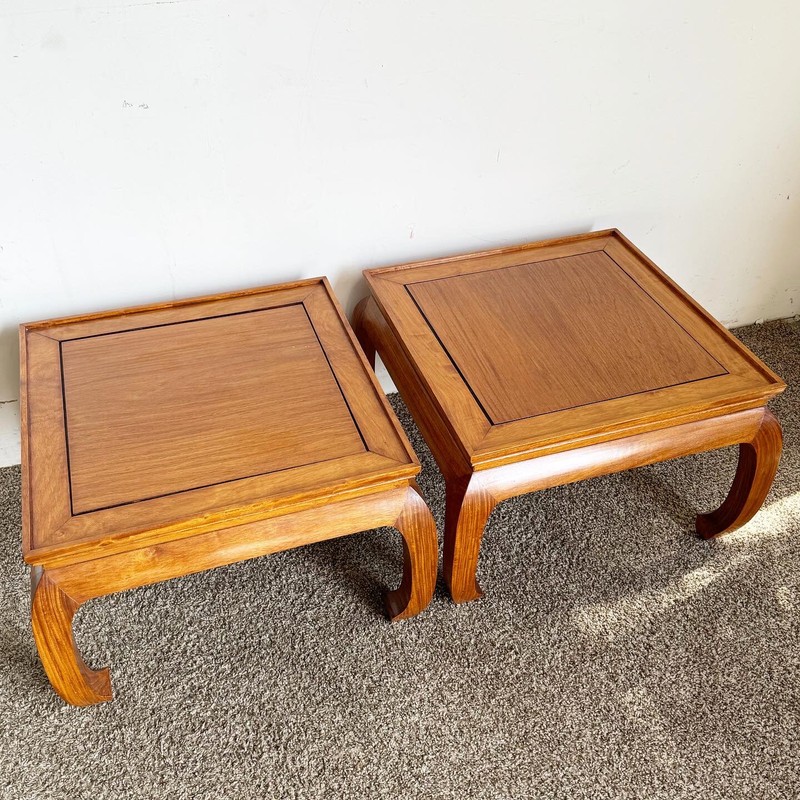 Chinoiserie Ming Style Wooden Side Tables - a Pair gallery