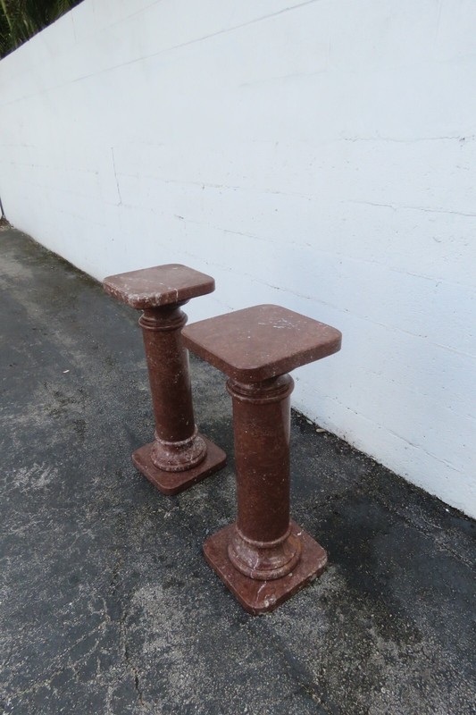 Marble Flower Plant Statue Stands Tables a Pair 5659 gallery