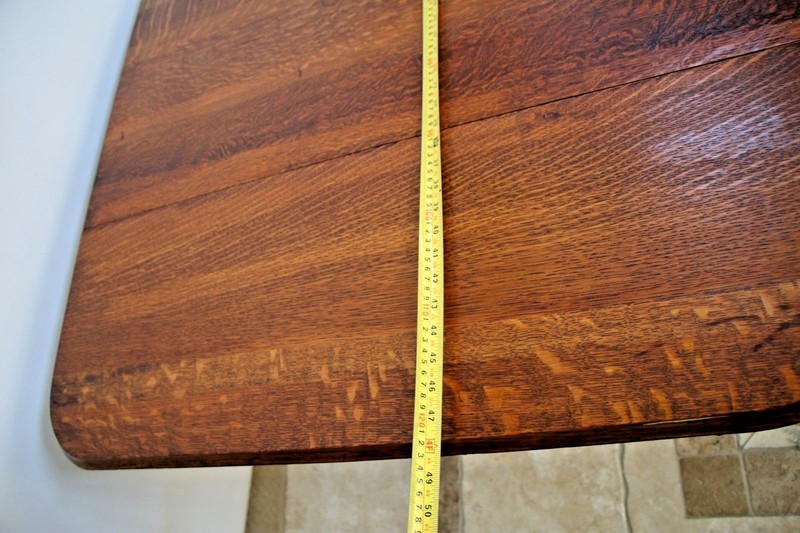 Antique English Pub Table Solid Tiger Oak Drop side Leaf Kitchen Game Seats six gallery