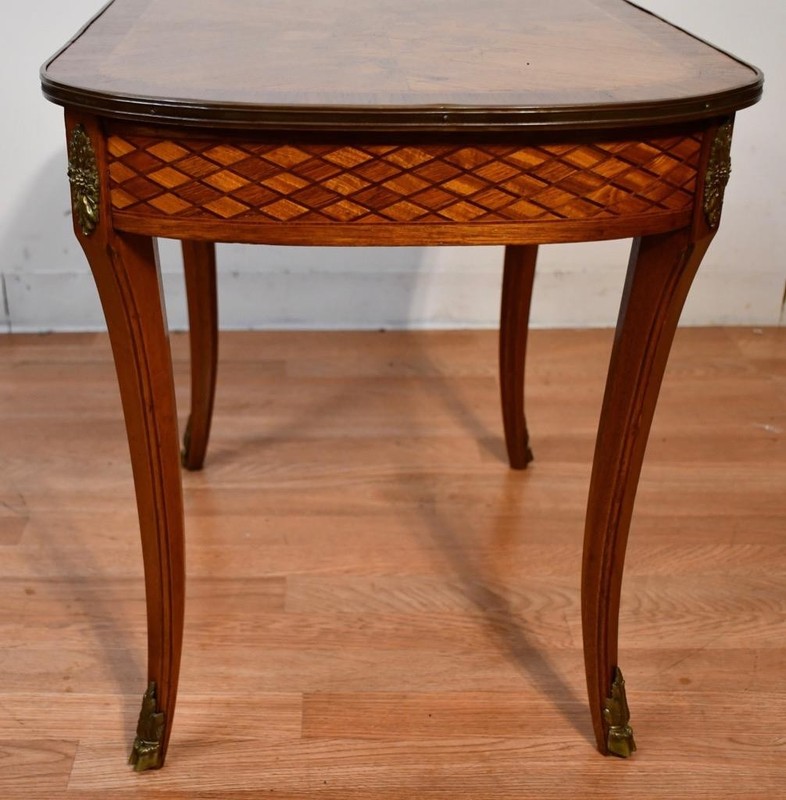 1910s Antique French Louis XV Walnut & Satinwood Inlay small Coffee Table FRANCE gallery
