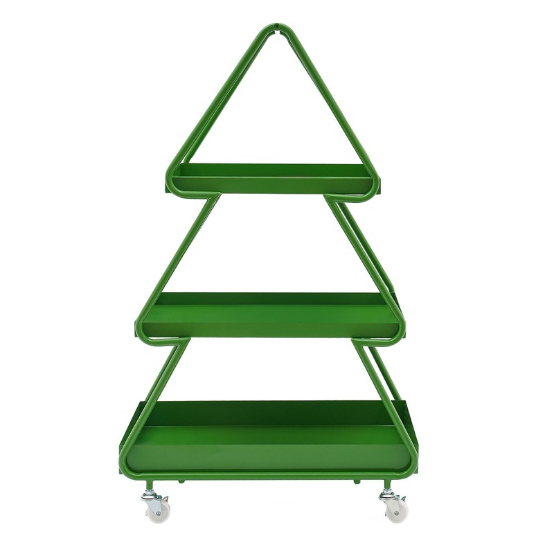 Iron Side Table White Tree-shaped End Table w/4 Universal Wheels for Living Room gallery