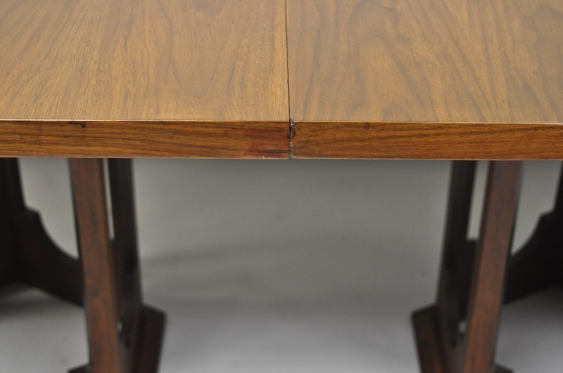 Harvey Probber Style Walnut Mid Century Modern Sculptural Pedestal Dining Table gallery