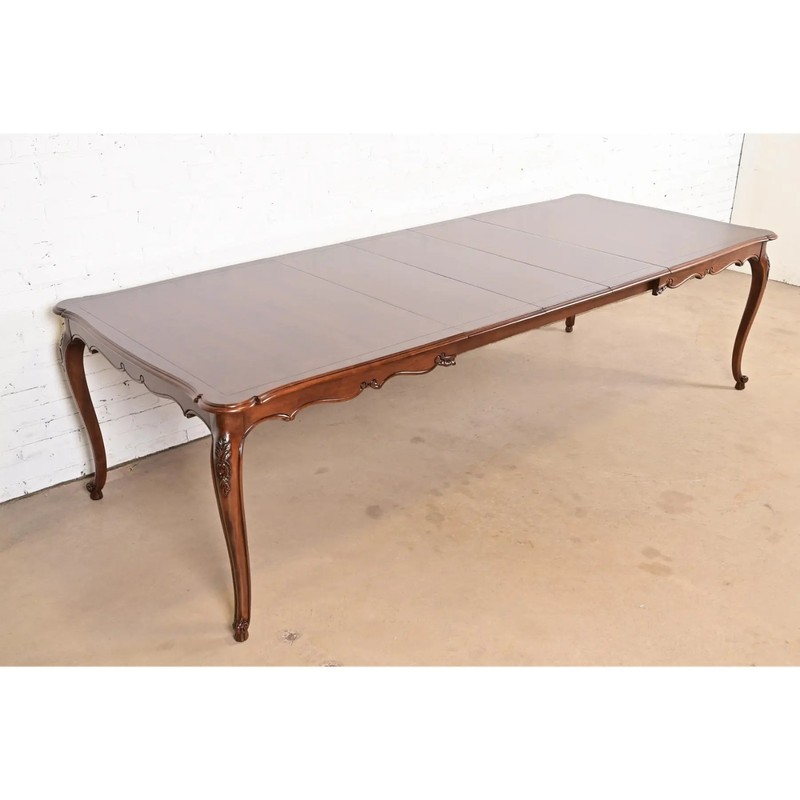 Kindel Furniture French Provincial Louis XV Walnut Dining Table, Refinished