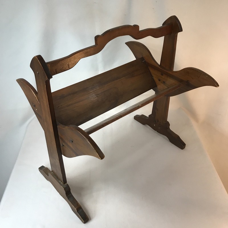 Vintage Mission Arts & Crafts Standing Floor Book Trough Shelf Rack