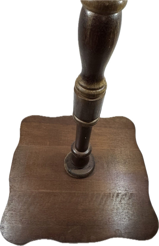 Vtg Rustic Farmhouse Solid Wood Square Pedestal Scalloped Table Plant Stand MCM gallery