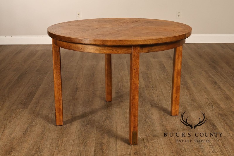 Drexel 'Woodbriar' Campaign Style Round Expandable Dining Table gallery