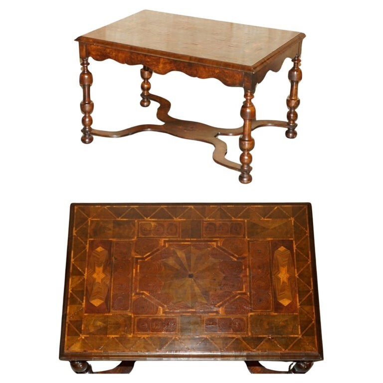 IMPORTANT WILLIAM & MARY FULLY RESTORED OYSTER LABURNUM WOOD CENTRE TABLE