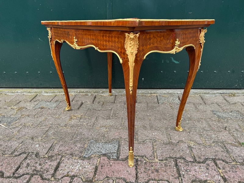 Accent Center Table Antique French 1840s Mahogany Marquetry Bronze Gilt Decor! gallery
