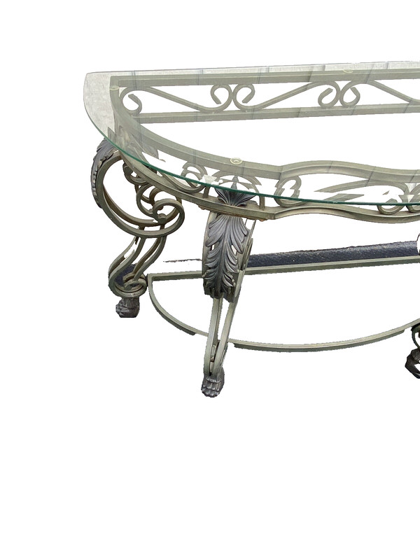 65470 Quality Glass Top Modern Console Table with Heavy Metal Base gallery