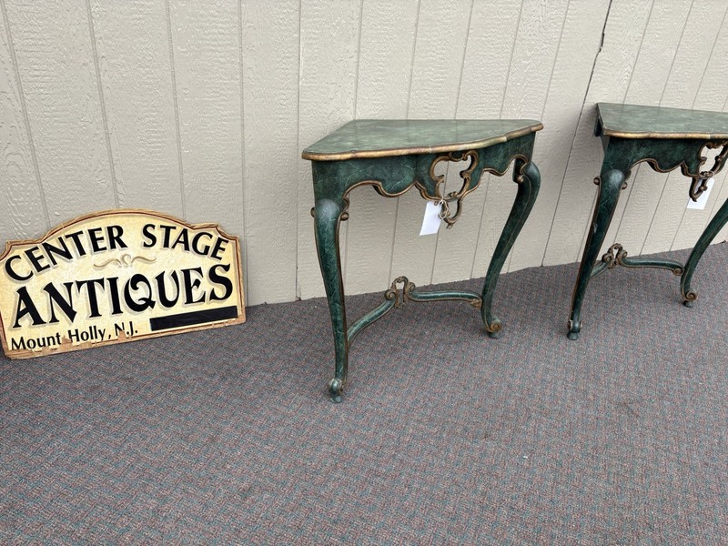 65902 Pair Decorator Hand Made Corner Table Stand s Shelf JOSHUA KODNER