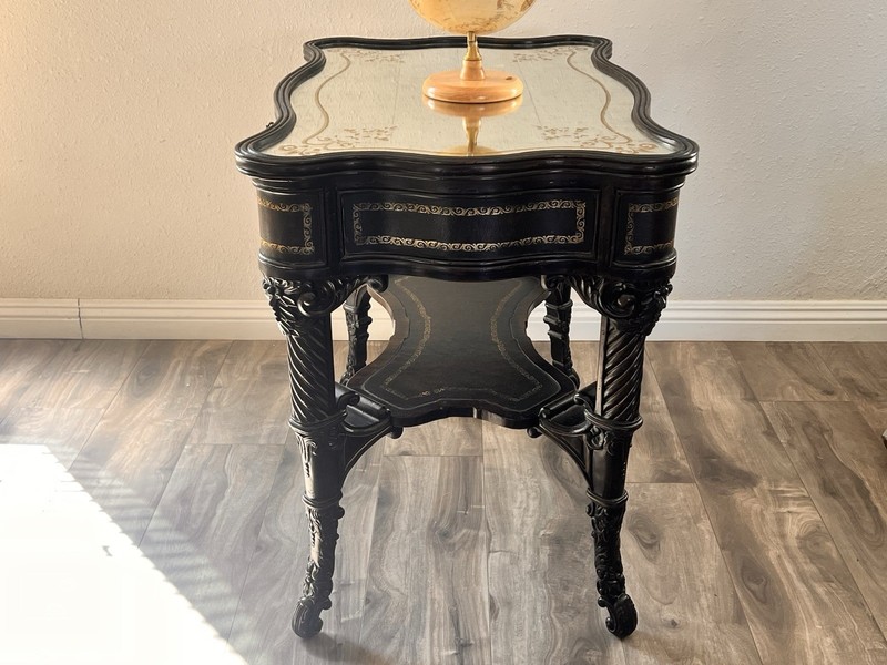 John Richard’s Elegant Black Lacquer Rococo Revival Accent Table – gallery