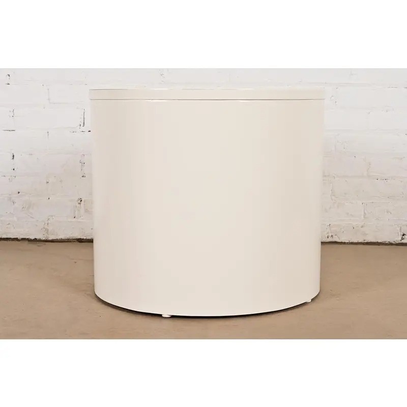 Milo Baughman Mid-Century Modern Lacquered Drum Side Table, Newly Refinished gallery