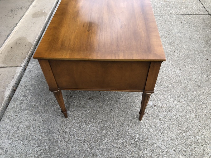 WEIMAN Mid Century Solid Wood End Table w/Tapered Legs Brass Pull Handles gallery