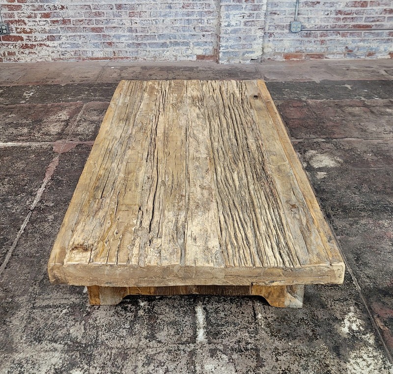 Antique Rustic Heavy Wood Coffee Table gallery