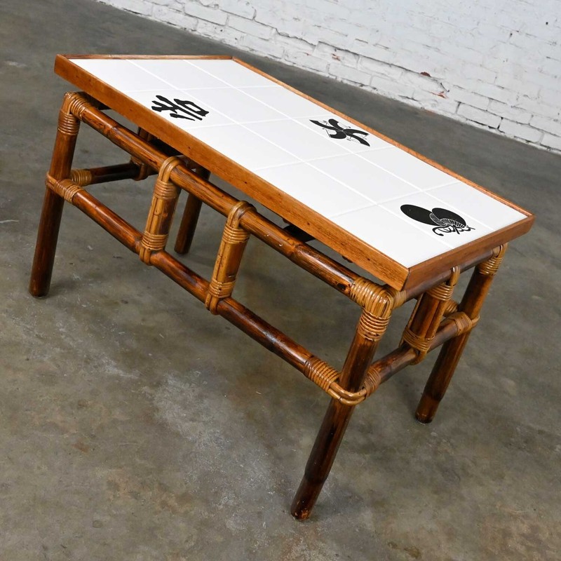 Rattan Campaign Ficks Reed Far Horizons Coffee Table w/Tile Top by John Wisner gallery