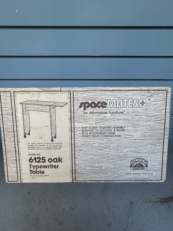 NOS Vintage Spacemates Affordable Furniture Oak Rolling Typerwriter Table SEALED gallery
