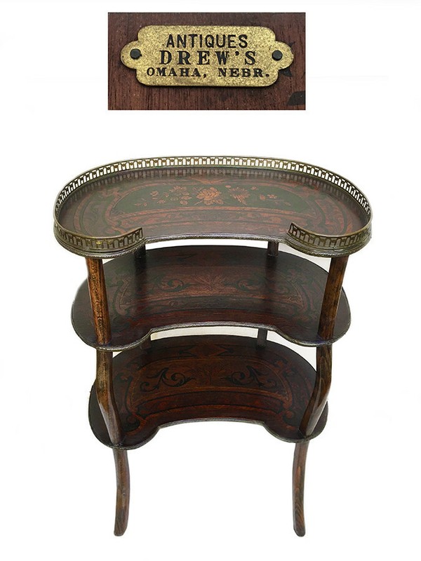 Antique Victorian Inlaid Etagere from Historical Drew’s Antiques Omaha Nebraska