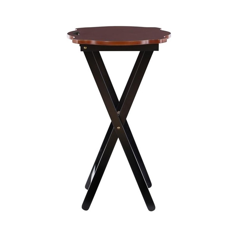Pemberly Row Traditional Five Piece Wood Tray Table Set in Hazelnut and Black gallery