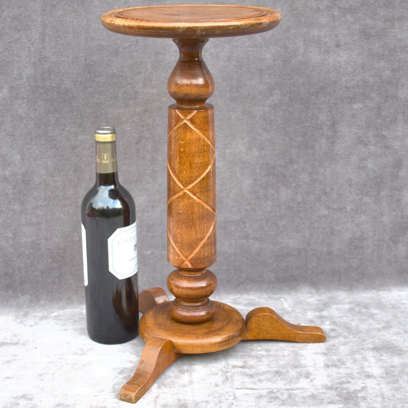 Anitque solid wood pedestal bonsai table carved column home decor US TARIFFS INC gallery