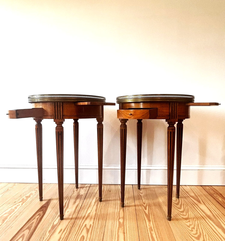 PAIR - French Louis XVI Style Bouillotte Side Table Butlers Trays 19th Century gallery