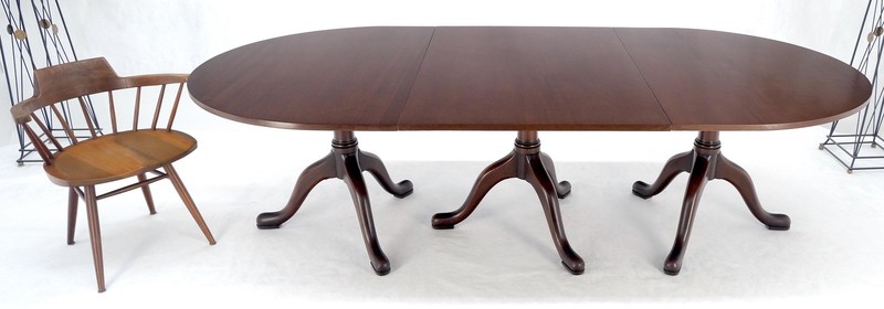 Kittinger Tripple Tripod Base 2x24" Extensions Leaves Oval Dining Banquet Table gallery