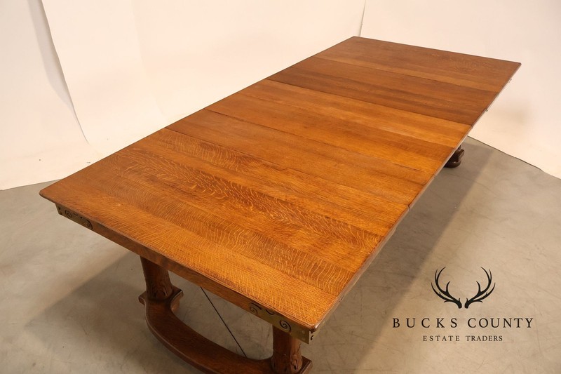 Antique Victorian Oak Expandable Dining Table gallery