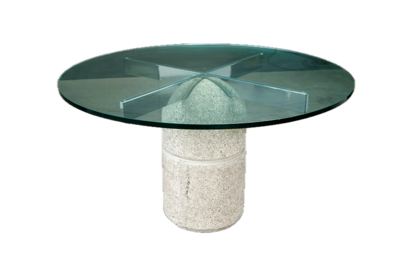 1970s Italian Glass and Concrete Dining Table – Giovanni Offredi $1,950