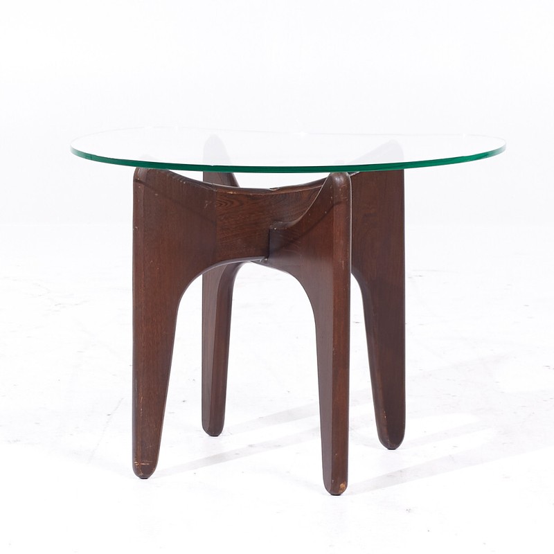 Adrian Pearsall Mid Century Walnut and Glass Side Tables - Pair gallery