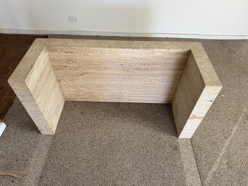 Waterfall Travertine Coffee Table by Michael Taylor, u.s.a. Circa 1980’s gallery