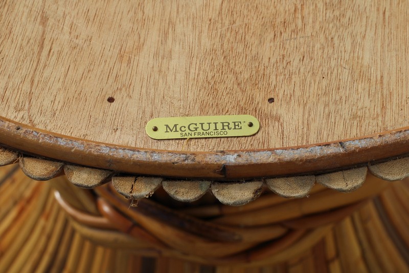 Authentic Signed McGuire Organic Sculptural Rattan Sheaf of Wheat Dining Table gallery