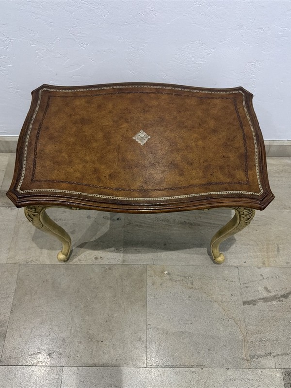 Vintage Maitland Smith HANDMADE Fleur De Lis Carved Accent Table Louis XV gallery