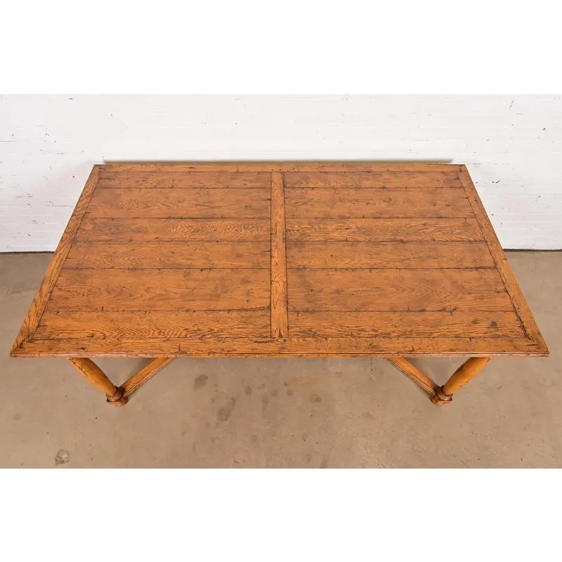 Guy Chaddock English Country Rustic Oak Harvest Farm Extension Dining Table gallery