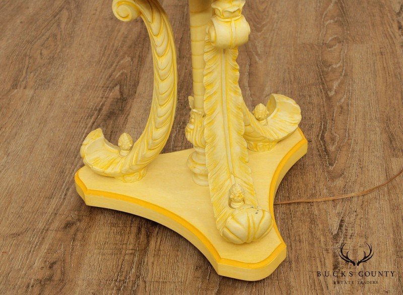 Hollywood Regency Vintage Yellow Slag Glass Floor Lamp Table gallery