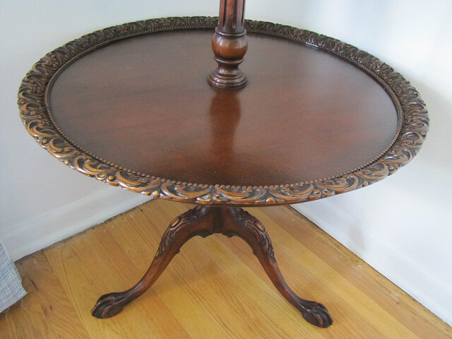 VICTORIAN MAHOGANY THREE TIER DUMBWAITOR, PIE CRUST, BALL & CLAW gallery