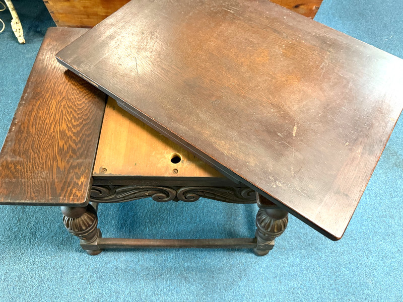 ANTIQUE OAK LIFETIME JACOBEAN DRAW LEAF ACCENT TABLE Local Pickup NORTH CAROLINA gallery