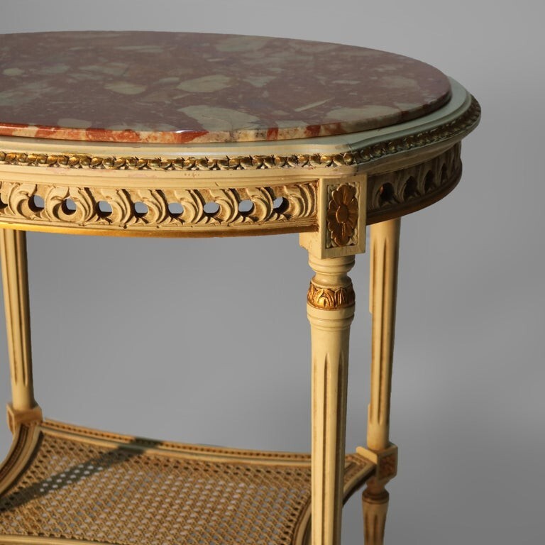 Antique French Louis XVI Gilt Wood & Rouge Marble Stand c1930 gallery