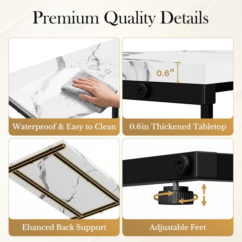 Nesting Coffee Tables 3PCS with Metal Frame Snack Side Table for Bedroom White gallery