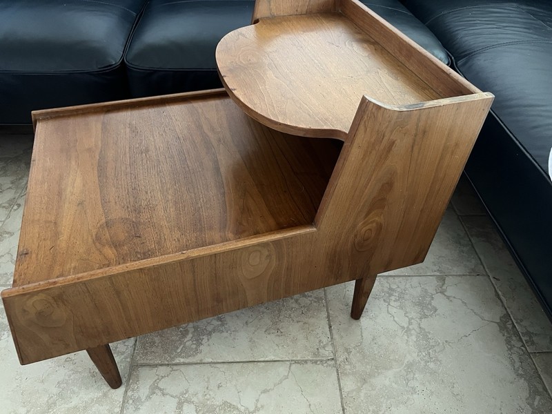 MCM Drexel Declaration Stepped Side Table - Kipp Stewart Walnut End Table 1962 gallery